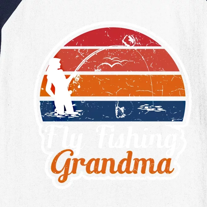 Fly Fishing Grandma Funny Fisher Mom Funny Gift Baseball Sleeve Shirt