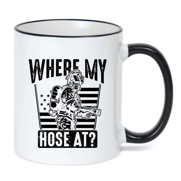 Funny Firefighter Gift Where My Hose At Fire Sweater Cute Gift Black Color Changing Mug