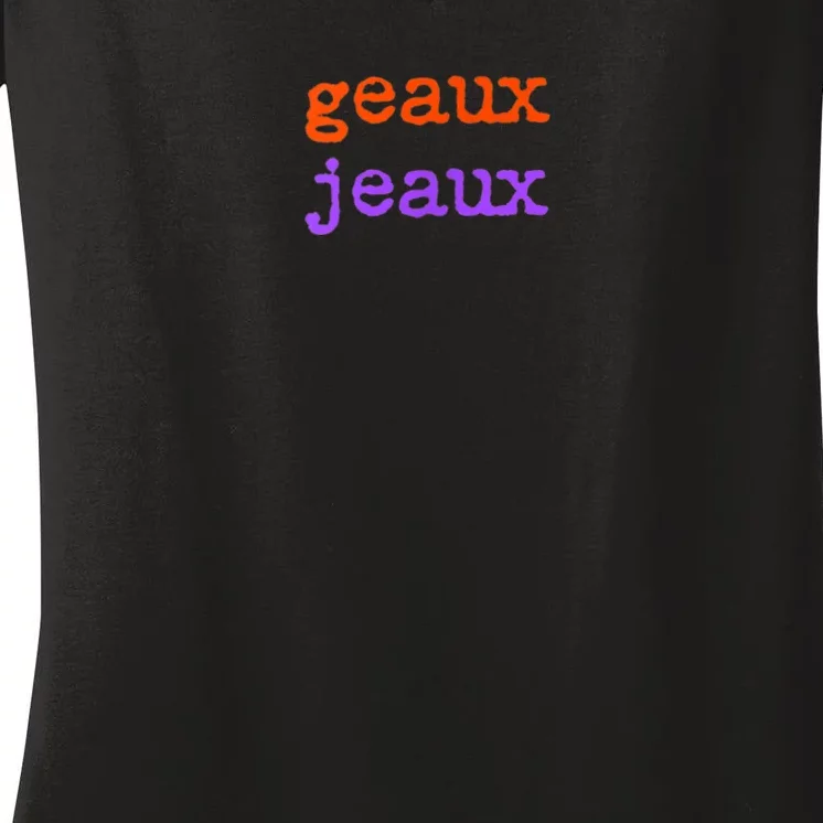 Funny Football Geaux Jeaux Louisiana Meme Slang Saying Women's V-Neck T-Shirt