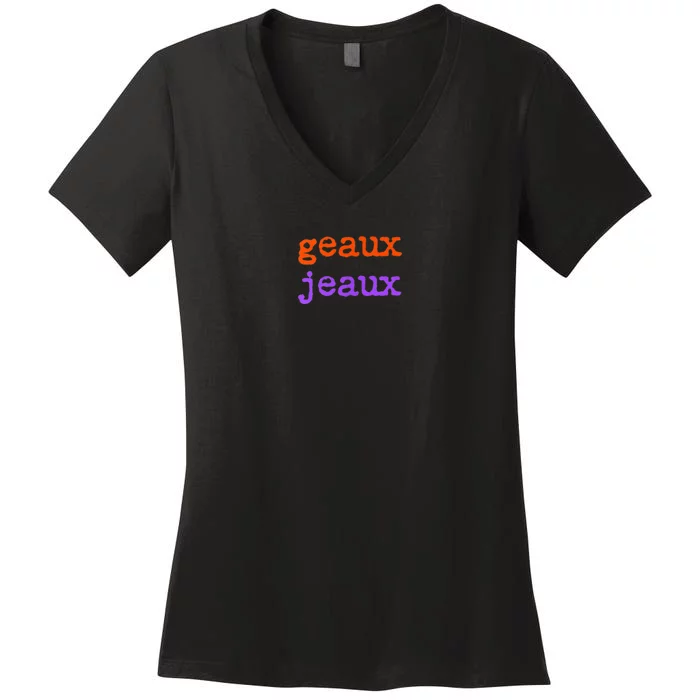 Funny Football Geaux Jeaux Louisiana Meme Slang Saying Women's V-Neck T-Shirt