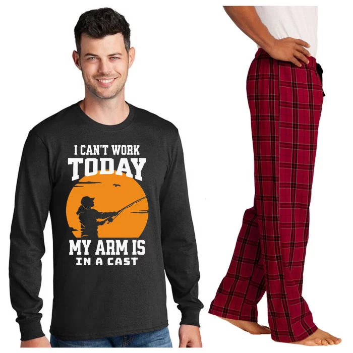 Funny Fishing Gifts For Men Fisherman Dad Cant Work Today Long Sleeve Pajama Set