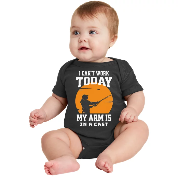 Funny Fishing Gifts For Men Fisherman Dad Cant Work Today Baby Bodysuit