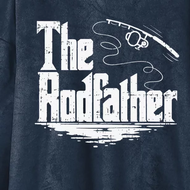 Funny Fishing Gift The Rodfather Hooded Wearable Blanket