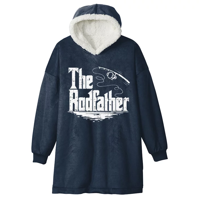 Funny Fishing Gift The Rodfather Hooded Wearable Blanket