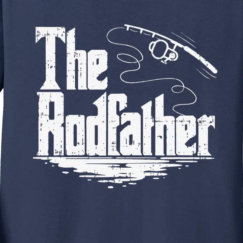 Funny Fishing Gift The Rodfather Kids Long Sleeve Shirt