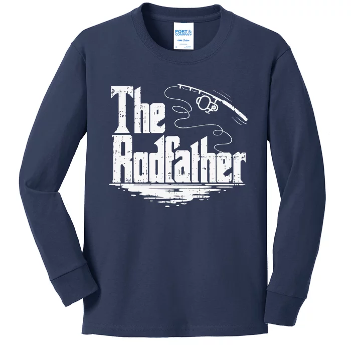 Funny Fishing Gift The Rodfather Kids Long Sleeve Shirt