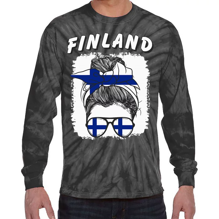 Finland  Finnish Girl Finland Flag Suomi Tie-Dye Long Sleeve Shirt