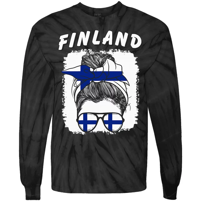 Finland  Finnish Girl Finland Flag Suomi Tie-Dye Long Sleeve Shirt