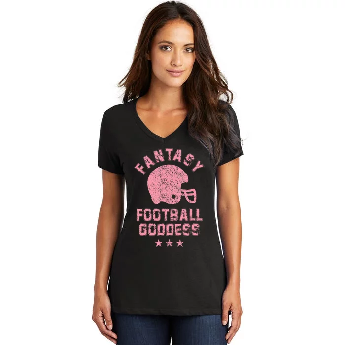 Fantasy Football Goddess Fantasy Football Draft Party Women's V-Neck T-Shirt