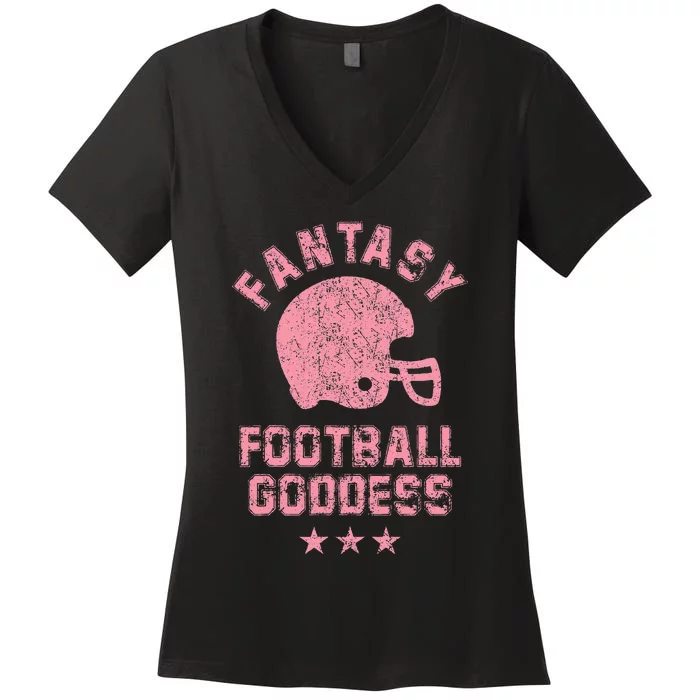 Fantasy Football Goddess Fantasy Football Draft Party Women's V-Neck T-Shirt