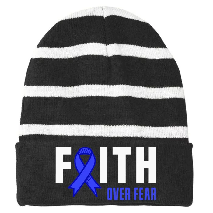 Faith Fear God ALS Warrior ALS Fighter ALS Awareness Striped Beanie with Solid Band