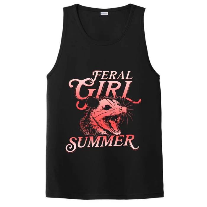 Funny Feral Girl Summer Opossum Performance Tank