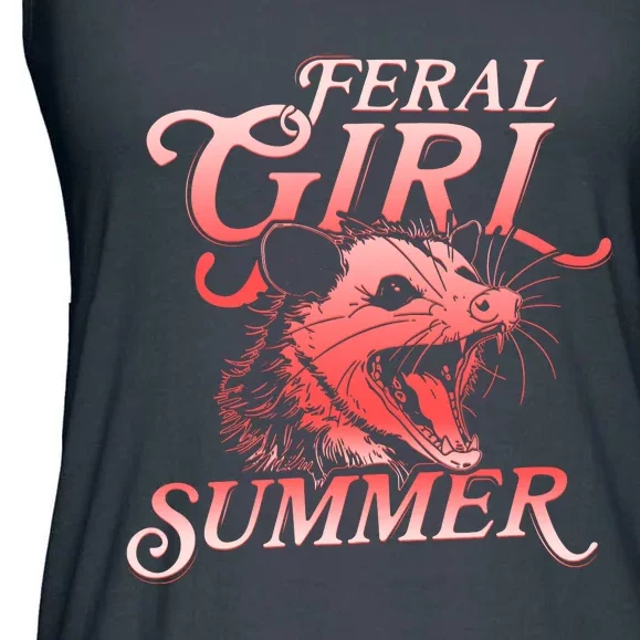 Funny Feral Girl Summer Opossum Ladies Essential Flowy Tank