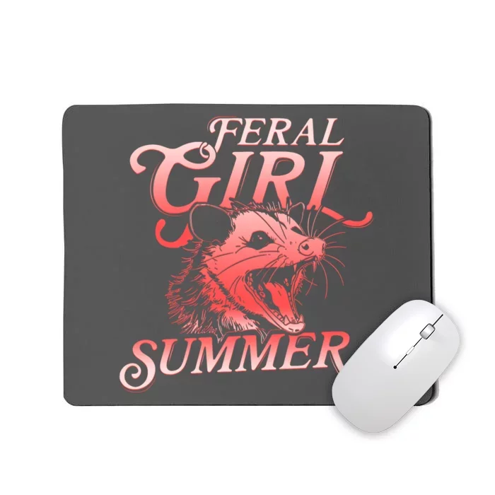 Funny Feral Girl Summer Opossum Mousepad