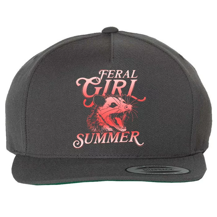 Funny Feral Girl Summer Opossum Wool Snapback Cap