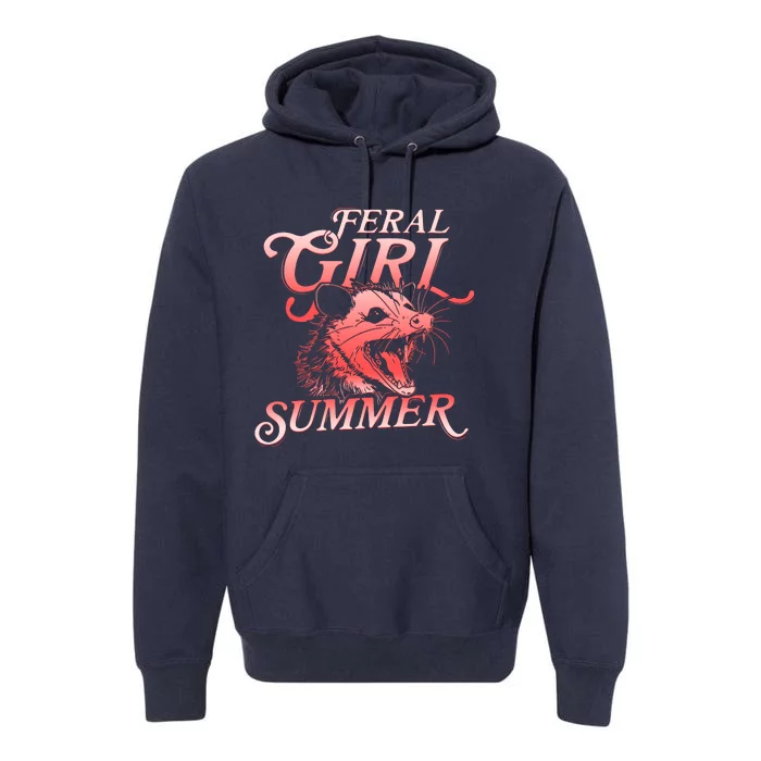 Funny Feral Girl Summer Opossum Premium Hoodie