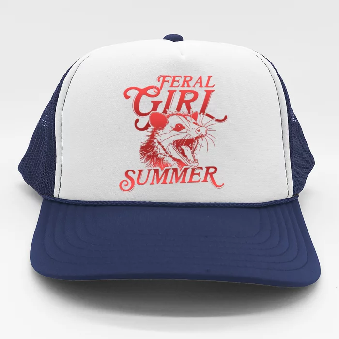 Funny Feral Girl Summer Opossum Trucker Hat