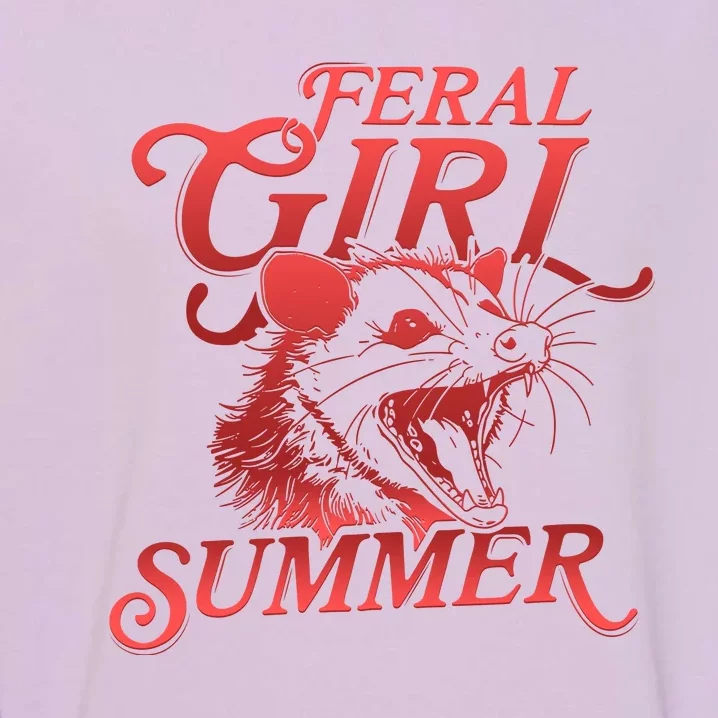 Funny Feral Girl Summer Opossum Garment-Dyed Sweatshirt