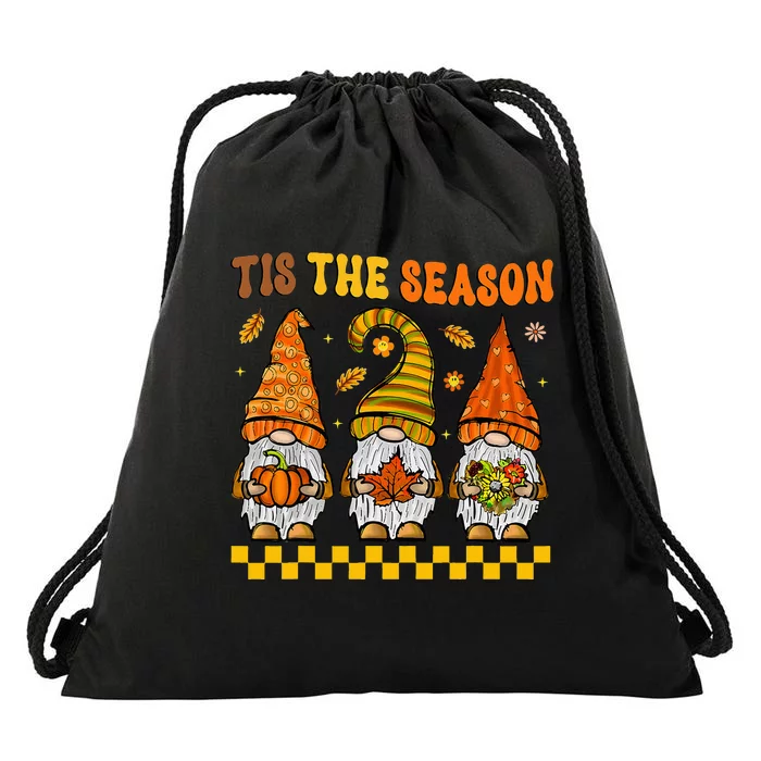 Festive Fall Gnomes Celebrate Thanksgiving with Style Drawstring Bag