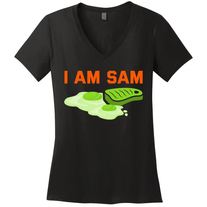 Funny Fried Green Ham And Eggs Days I Am Sam Women's V-Neck T-Shirt