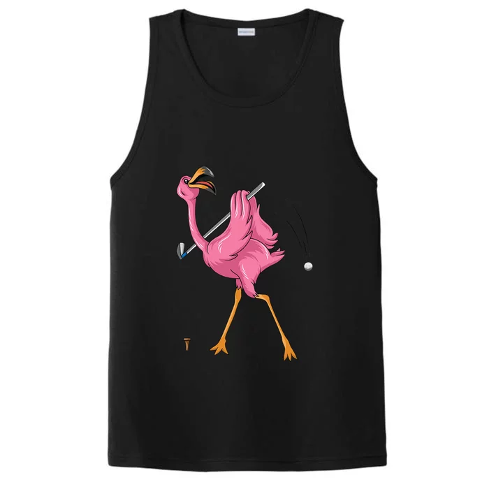 Funny Flamingo Golfing Flamingo Golf Flamingo Playing Golf Performance Tank