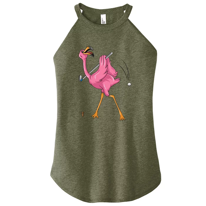 Funny Flamingo Golfing Flamingo Golf Flamingo Playing Golf Women’s Perfect Tri Rocker Tank