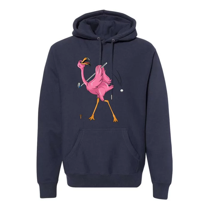 Funny Flamingo Golfing Flamingo Golf Flamingo Playing Golf Premium Hoodie