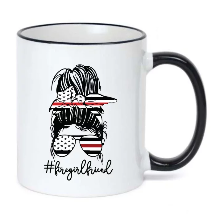 Funny Fire Girlfriend Thin Red Line Firefighter Girlfriend Black Color Changing Mug