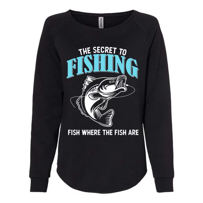 Funny Fishing Gag Secret To Fishing Fish Where The Fish Are Womens California Wash Sweatshirt