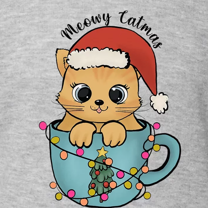 Festive Feline Holiday Lights Funny Christmas Cat Lover Gift Toddler Sweatshirt