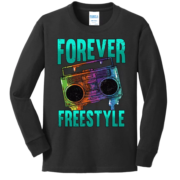 Forever Freestyle Hip Hop Old School Boombox Kids Long Sleeve Shirt