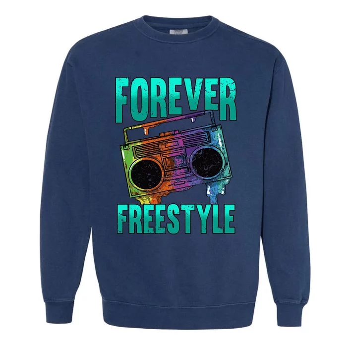 Forever Freestyle Hip Hop Old School Boombox Garment-Dyed Sweatshirt