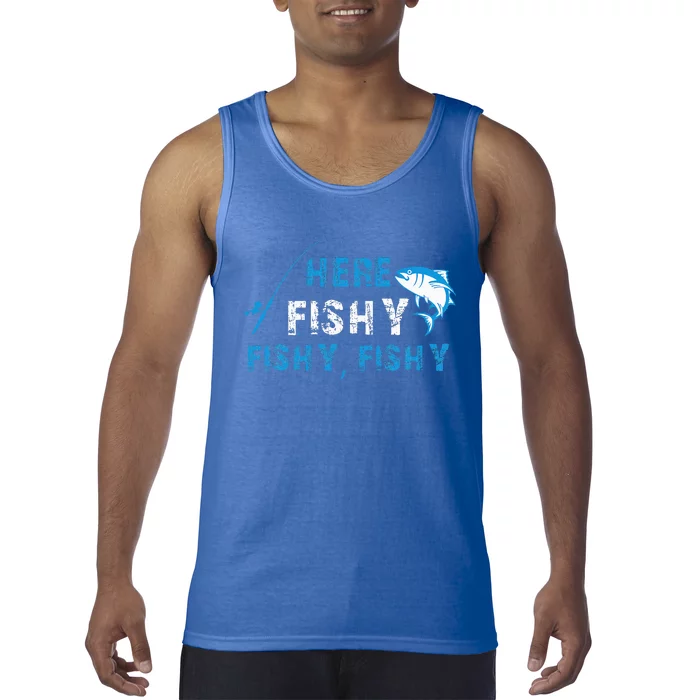 Funny Fisherman Herefishyfishyfishy Fishing Tank Top