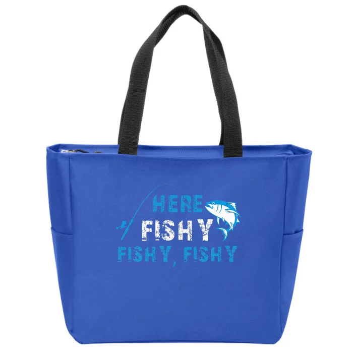 Funny Fisherman Herefishyfishyfishy Fishing Zip Tote Bag