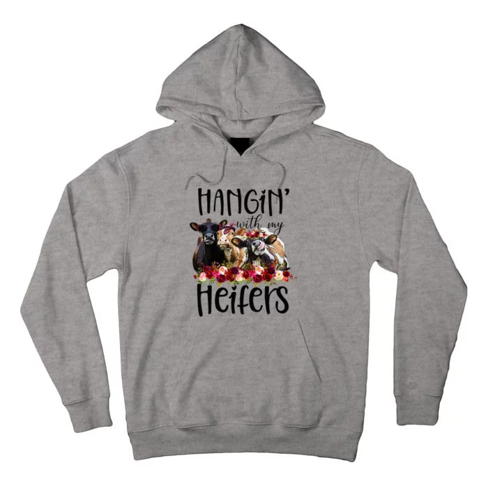 Funny Floral Heifer Hanging With My Heifer Cow Castle Farmer Tall Hoodie