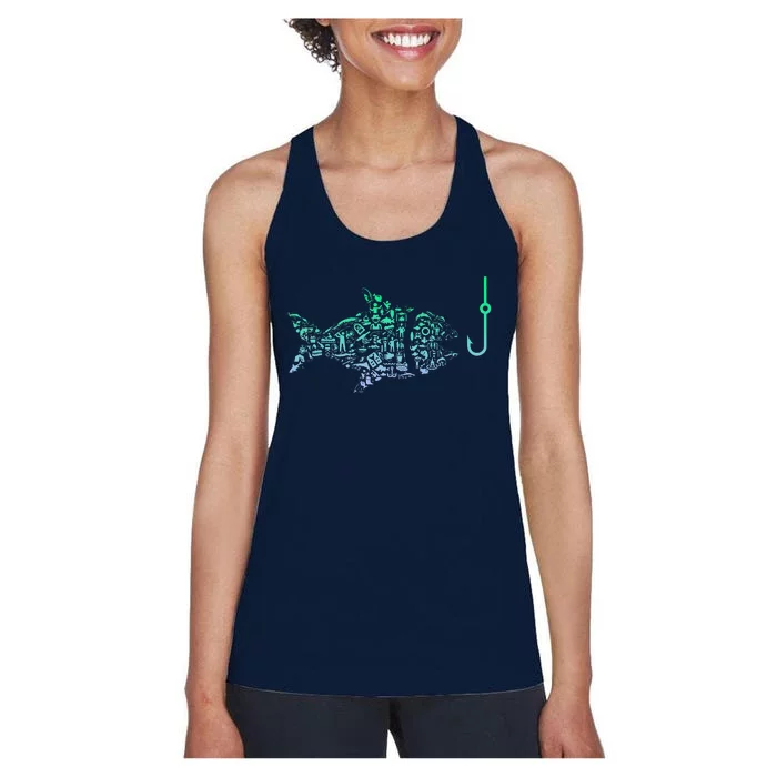 Fisherman Fish Hook Fishing Women's Racerback Tank