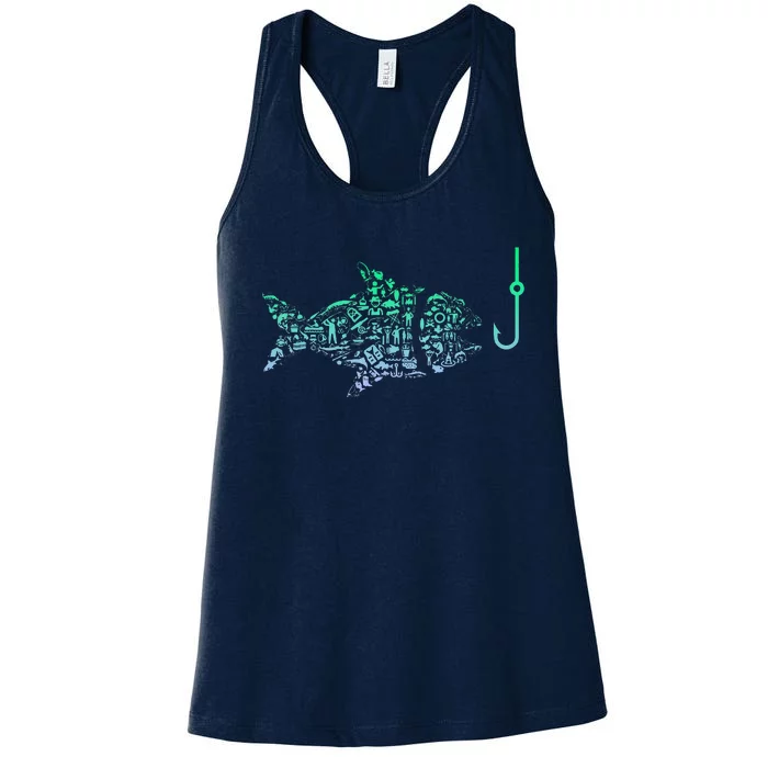 Fisherman Fish Hook Fishing Women's Racerback Tank