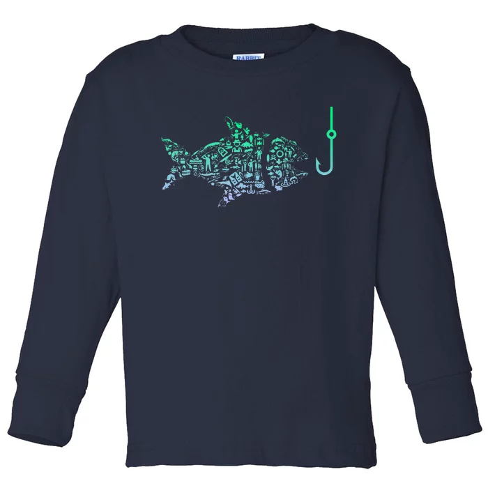 Fisherman Fish Hook Fishing Toddler Long Sleeve Shirt