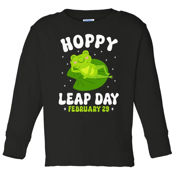 Funny Frog Hoppy Leap Day February 29 Birthday Leap Year Toddler Long Sleeve Shirt