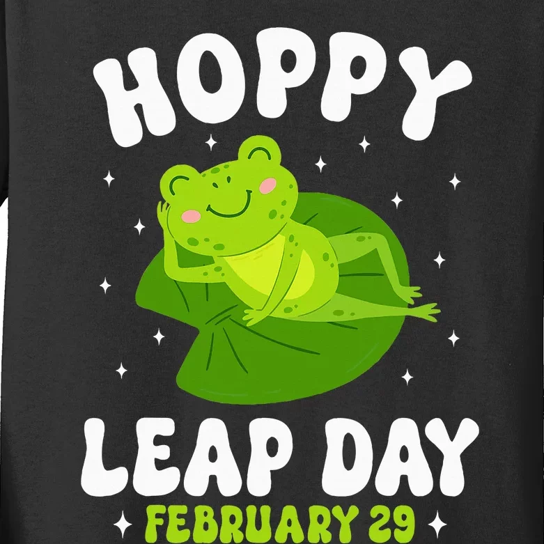 Funny Frog Hoppy Leap Day February 29 Birthday Leap Year Kids Long Sleeve Shirt