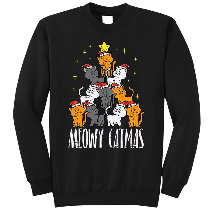 Festive Feline Holiday Decor Meowy Catmas Tree Sweatshirt