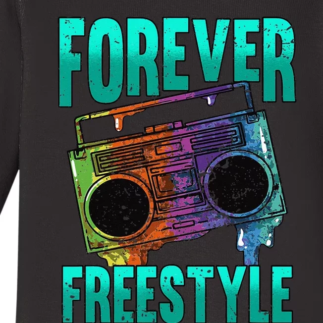 Forever Freestyle Hip Hop Old School Boombox Baby Long Sleeve Bodysuit