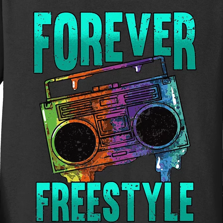 Forever Freestyle Hip Hop Old School Boombox Kids Long Sleeve Shirt