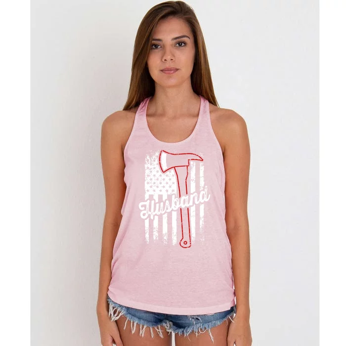 Funny Firefighter Husband Fire's Couple Gift Women's Knotted Racerback Tank