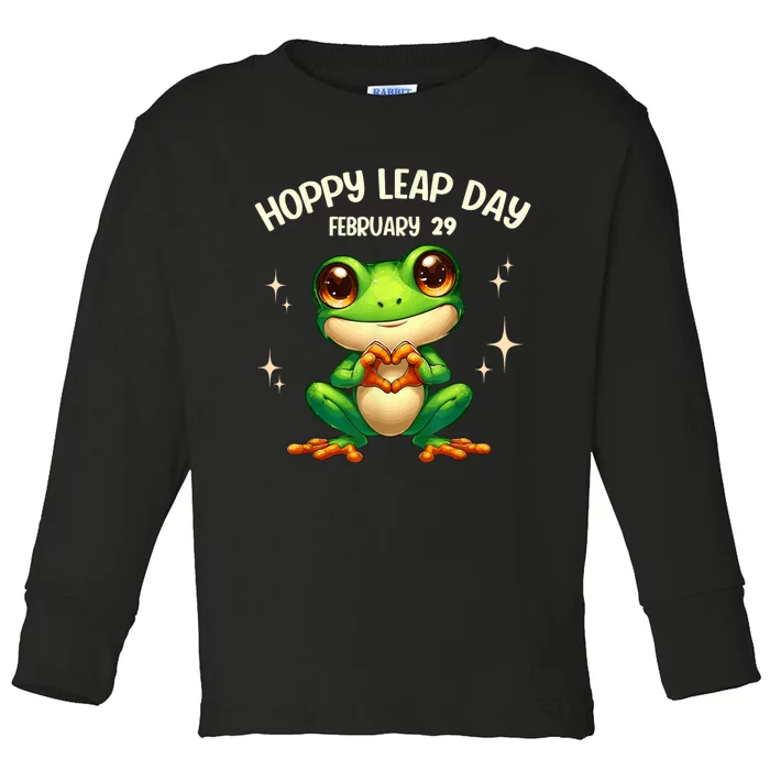 Funny Frog Hoppy Leap Day February 29 Hoppy Leap Day Toddler Long Sleeve Shirt