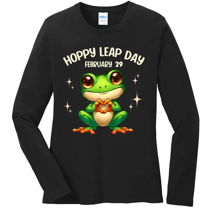 Funny Frog Hoppy Leap Day February 29 Hoppy Leap Day Ladies Long Sleeve Shirt