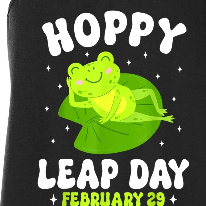 Funny Frog Hoppy Leap Day February 29 Birthday Leap Year Women's Racerback Tank