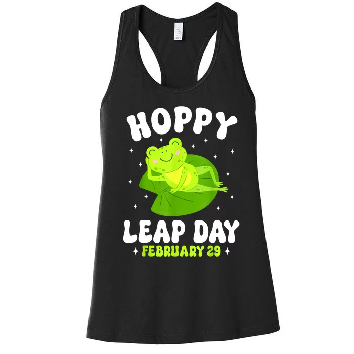 Funny Frog Hoppy Leap Day February 29 Birthday Leap Year Women's Racerback Tank