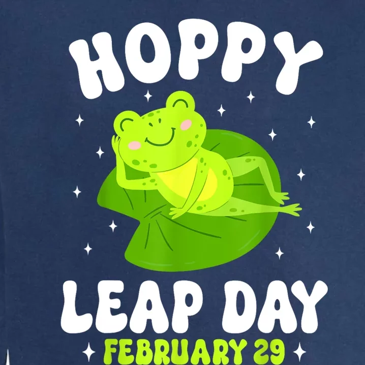 Funny Frog Hoppy Leap Day February 29 Birthday Leap Year Garment-Dyed Sweatshirt