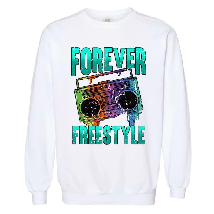 Forever Freestyle Hip Hop Old School Boombox Garment-Dyed Sweatshirt